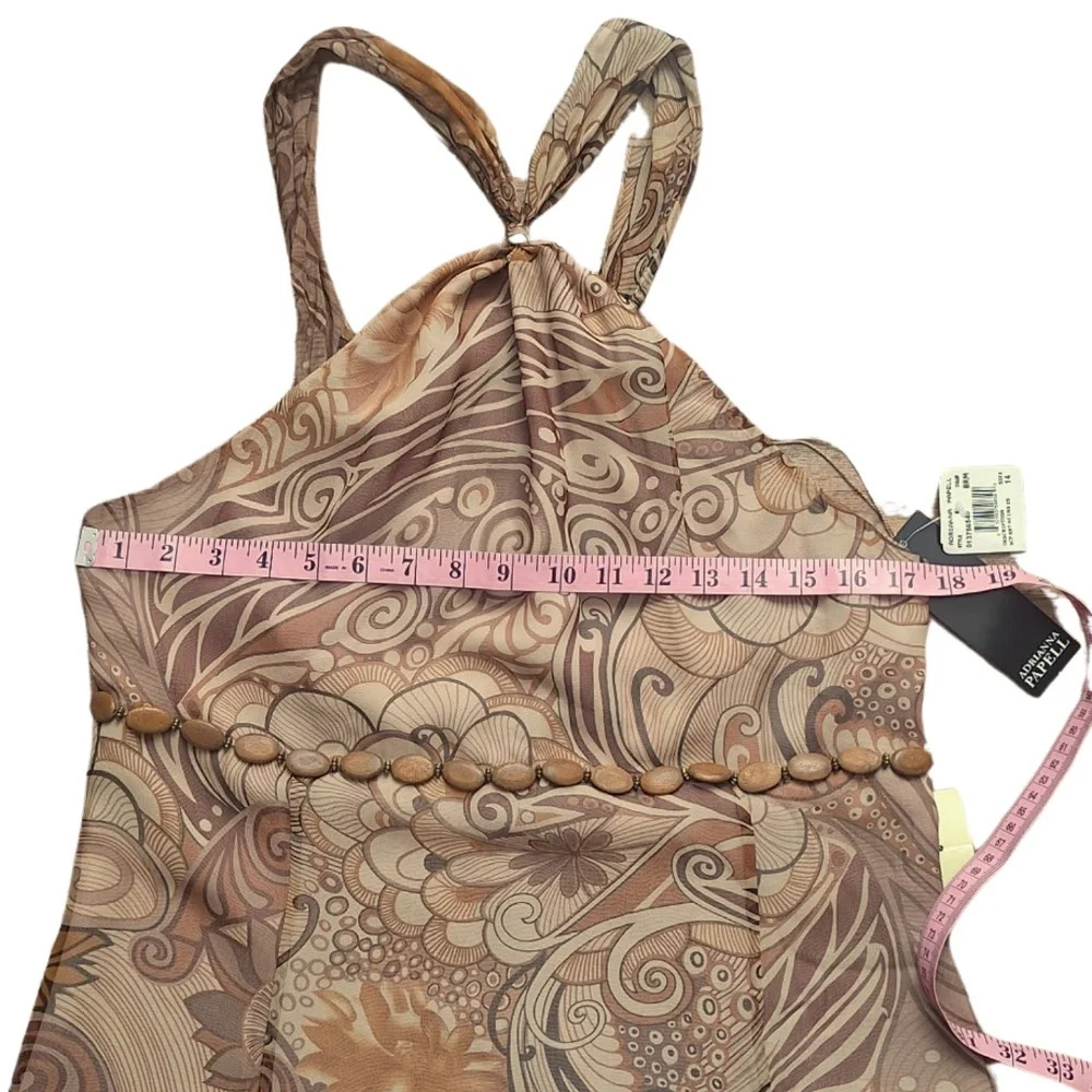 Adrianna Papell Silk Halter Maxi Dress 14 Boho Gown Wedding Guest Beach Cocktail - Picture 7 of 12